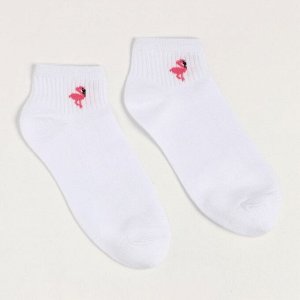 Носки женские укороченные " Фламинго", цвет белый, размер 23-25