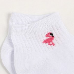 Носки женские укороченные " Фламинго", цвет белый, размер 23-25