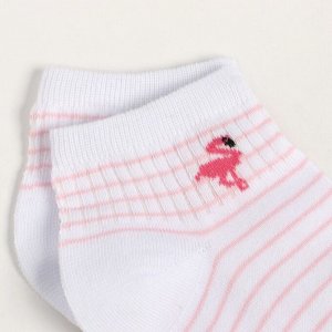 Носки женские укороченные " Фламинго", цвет белый/розовый, размер 23-25