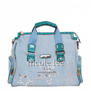 Valentina denim rhinestones shopper bag