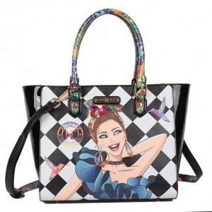 "lily loves to shake" print satchel bag