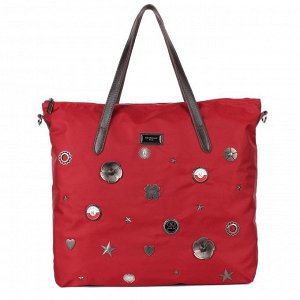 Liya lucky charms nylon with leather trimming shopper bag