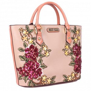 Sequin floral shopper bag