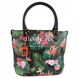 Tropical flowers print shopper bag