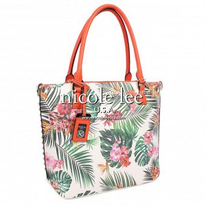 Tropical flowers print shopper bag