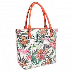 Tropical flowers print shopper bag