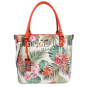 Tropical flowers print shopper bag