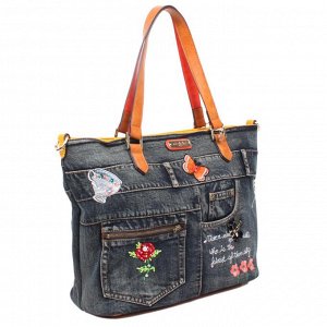 Riley denim embroidery shopper bag