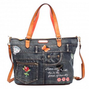 Riley denim embroidery shopper bag