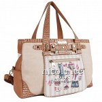 SYBIL DOLLHOUSE STRIPED PRINT OVERNIGHTER WITH DETACHABLE ZIP POCKET