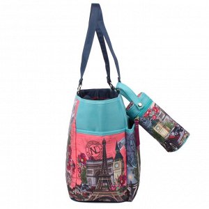 Mabel europe print diaper bag with changing mat and cooling bag