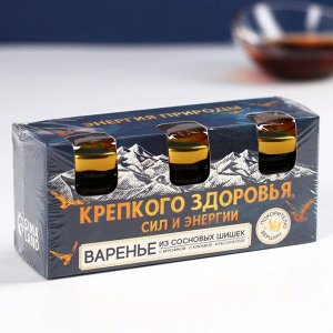 Набор варенья с сосновыми шишками «Крепкого здоровья», вкусы: брусника, клюква, классический, 30 г. x 3 шт.