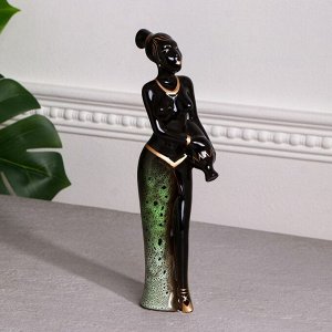 Сувенир-статуэтка "Эфиопка с кувшином", покрытие глазурь, керамика, 31 см, микс
