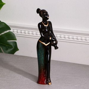 Сувенир-статуэтка "Эфиопка с кувшином", покрытие глазурь, керамика, 31 см, микс
