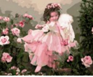 GX7400 Девочка в розовом саду.Роспись на холсте(картина п