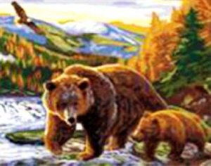 G351 Медведи.Роспись на холсте(картина по номерам 40*50