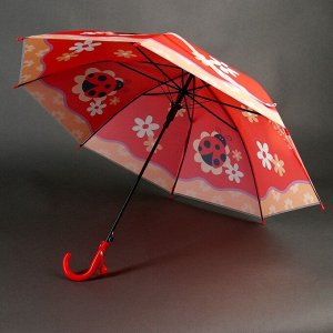 Зонт детский «Божья коровка», полуавтоматический, r=40см, цвет красный