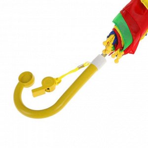 Зонт-трость «Радуга», полуавтоматический, со свистком, R=38см, ручка цвета МИКС