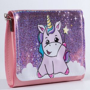 Сумка детская Pink unicorn, на клапане, розовая