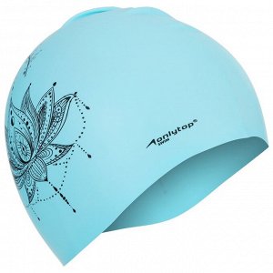 Шапка для плавания женская силиконовая «Мандала», цвет голубой, обхват 54-60 см