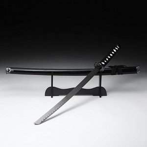 Сувенирное оружие «Катана Хизока» 100 см, клинок 60 см, чёрная, на подставке