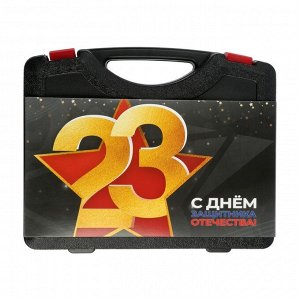 Набор инструментов в кейсе ТУНДРА «23 ФЕВРАЛЯ», в подарочной упаковке, 15 предметов