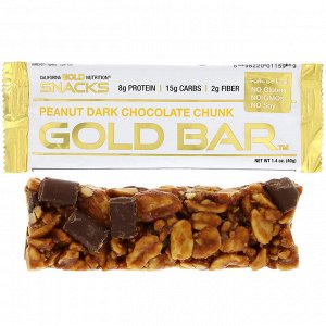 California Gold Nutrition, Золотой батончик, арахис, темный шоколад, 1,4 унц. (40 г)