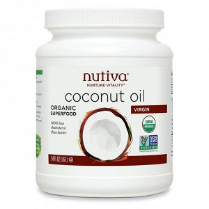 Nutiva, Органическое кокосовое масло первого отжима, 54 жидкие унции (1,6 л)