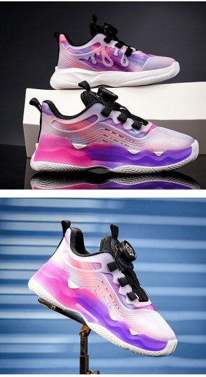 Кроссовки для девочек с автоматической шнуровкой, цвет розовый/фиолетовый