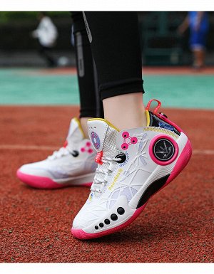 Кроссовки на шнуровке для девочек, цвет белый/розовый