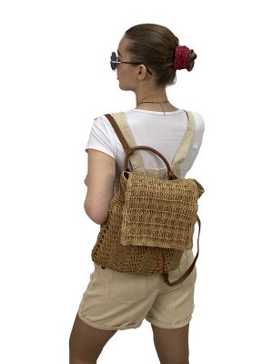 Сумка-рюкзак плетеная из джута, цвет песочный