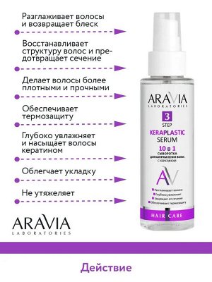 Сыворотка для выпрямления волос 10 в 1 с кератином Keraplastic Serum, 110 мл