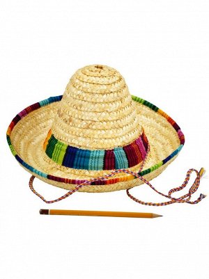 Шляпа Самбреро солома мини 32х32х16 см цвет натуральный