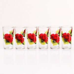 Набор для сока "Красная роза" художественная роспись, 6 стаканов 1250/200 мл
