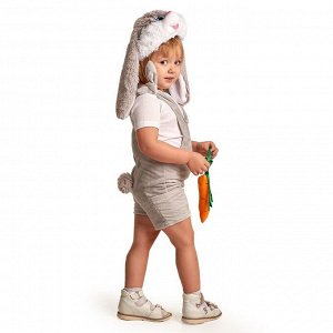 Детский карнавальный костюм "Заюша", шапка, комбинезон, мягконабивная морковка, 1-2 года, рост 92 см