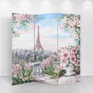 Ширма "Картина маслом. Розы и Париж", 150 х 160 см
