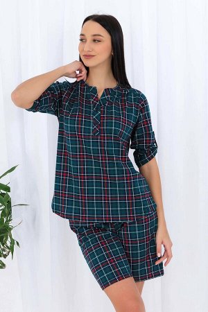 Костюм Варианты расцветки: зеленый
Ткань:  кулирка, Состав:  Хлопок 100%
Костюм выполнен из комфортной приятной к телу ткани. Состоит из рубашки с застежкой-поло и удлиненных шорт. Низ рубашки слегка 