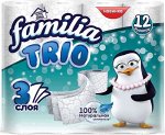 Туалетная бумага, Familia, Trio, 3 слоя, 12 рулонов