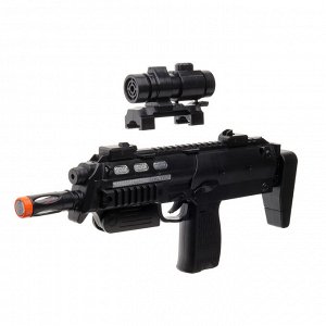 ИГРОЛЕНД Оружие "Пистолет-пулемёт МП5", свет, звук, вибрация, 3АА, ABS, 33,5х14,5х4см