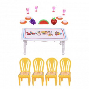 ИГРОЛЕНД Набор мебели и посуды для кукол, ABS, 13,5х11х10см, 967