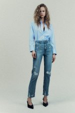 ДЖИНСЫ Z1975 MOM FIT С РВАНЫМИ РУКАВАМИ