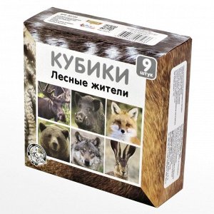 Детские пластмассовые кубики «Лесные жители» (9 штук)