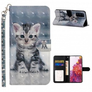 Котеночек. Чехол книжка 3д эффект с рисунком на телефон Samsung Galaxy