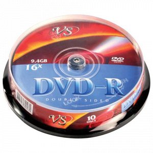 Диски DVD-R VS 9,4 Gb 16x 10шт Cake Box двухсторонний VSDVDR