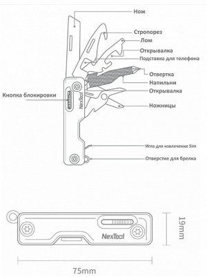 Мультитул Xiaomi NexTool Multi Functional Knife 10 в 1 (NE20096)