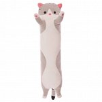 Кот батон 1.5м, котик багет, мягкая игрушка, длинная подушка, цвет серый