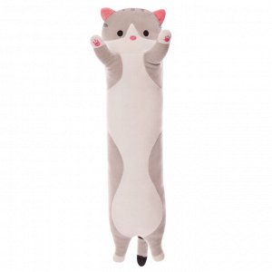 Кот 90см, котик багет, мягкая игрушка, длинная подушка, цвет серый