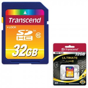 Карта памяти SDHC 32GB TRANSCEND, 10 Мб/сек (class 10), TS32