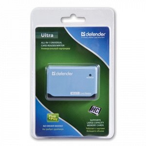 Картридер DEFENDER ULTRA USB 2.0, порты SD, MMC, TF, M2, CF,