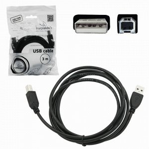 Кабель USB 2.0 AM-BM 3м CABLEXPERT, для принтеров, МФУ и пер